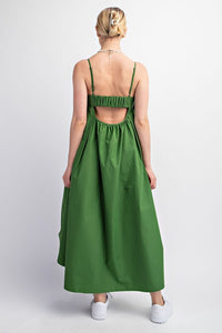 Moss Green Open Back Midi Dress