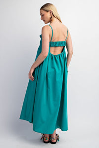 Aqua Open Back Midi Dress