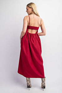 Raspberry Open Back Midi Dress