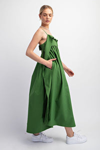 Moss Green Open Back Midi Dress