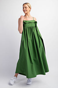 Moss Green Open Back Midi Dress
