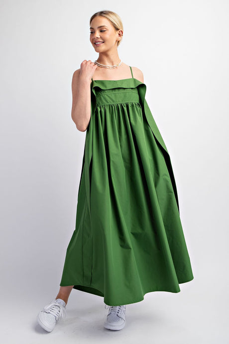 Moss Green Open Back Midi Dress