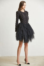 Black Lace Up Multi-Tiered Tulle Dress