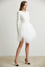 White Lace Up Multi-Tiered Tulle Dress