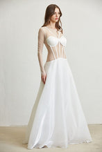 White Illusion Corset Ball Gown Dress