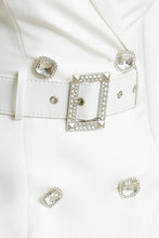 White Feather Trim Blazer Dress