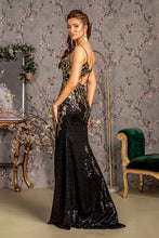Black Metallic Sequin Glitter Mesh Mermaid Long Dress W/ Side Slit