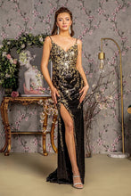 Black Metallic Sequin Glitter Mesh Mermaid Long Dress W/ Side Slit