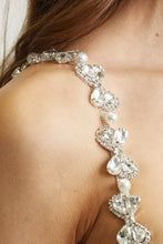 Nude Pearl Rhinestone Corset Satin Jumpsuit