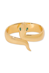 Gold Chunky Metal Snake Textured Bangle Bracelet
