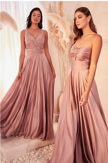 Mauve Rose A-Line Satin Keyhole Dress