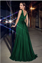 Hunter Green A-Line Satin Keyhole Dress