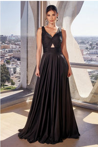 Black A-Line Satin Keyhole Dress