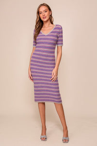 Purple Multi Colored Striped Dress