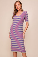 Purple Multi Colored Striped Dress