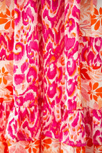 Orange Floral Mix Match Smocked Midi Dress