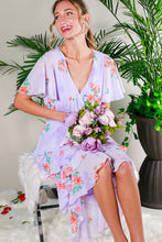 Lavender Layered Floral Printed Midi Dress