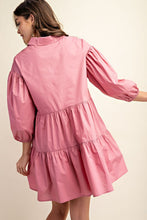 Dusty Pink Button Down Tiered Shirt Dress