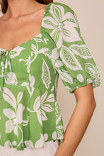 Kiwi Vibrant Floral Print Puff Sleeve Top