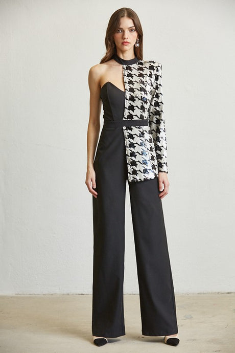 Blackwhite Houndstooth Sequin Jumpsuit