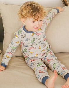 Light Grey Dino Time Long Sleeve PJs Set