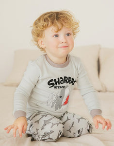 Grey Big Shark Long Sleeve PJs Set