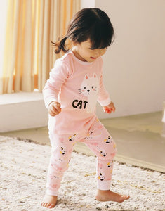 Light Pink Bebe Cat Long Sleeve PJs Set Aquarius Brand