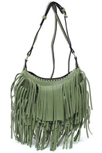Sage Fringe Hobo Crossbody Bag
