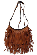 Brown Fringe Hobo Crossbody Bag