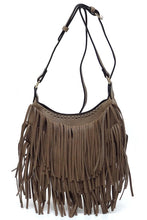 Stone Fringe Hobo Crossbody Bag