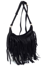 Black Fringe Hobo Crossbody Bag