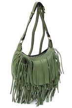 Sage Fringe Hobo Crossbody Bag