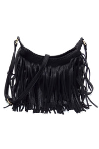 Black Fringe Hobo Crossbody Bag