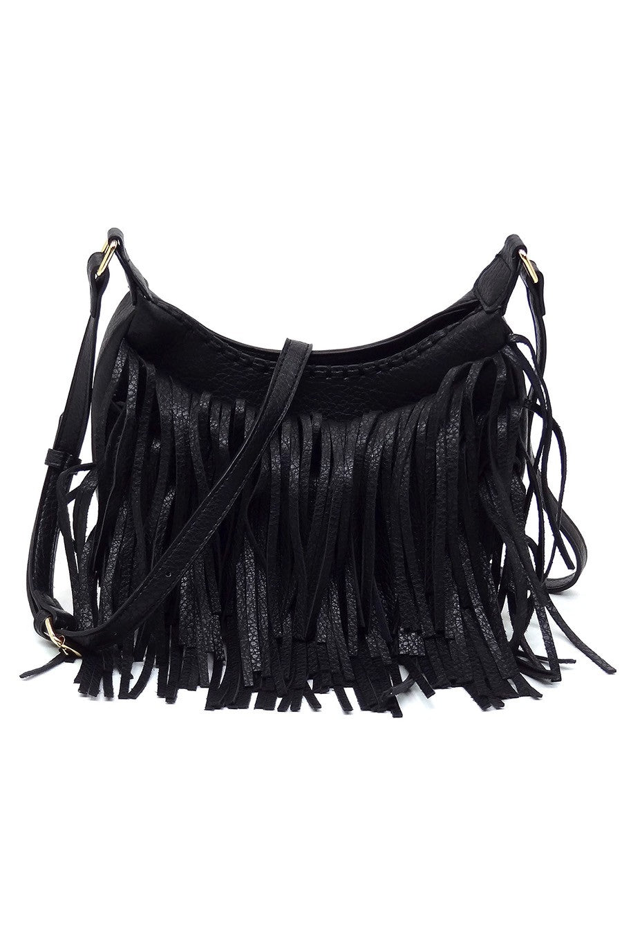 Black Fringe Hobo Crossbody Bag