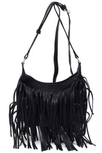 Black Fringe Hobo Crossbody Bag