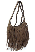 Stone Fringe Hobo Crossbody Bag