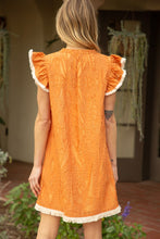 Orange Fringe Detailed Burn Out Shift Dress
