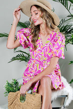 Magenta Multi Bubble Short Sleeve Printed Wrap Mini Dress