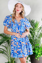 Blue Multi Bubble Short Sleeve Printed Wrap Mini Dress