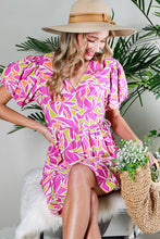 Magenta Multi Bubble Short Sleeve Printed Wrap Mini Dress