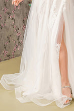 Ivory Embroidered Illusion Top A Line Wedding Gown