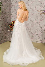 Ivory Embroidered Illusion Top A Line Wedding Gown