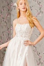 Ivory Embroidered Illusion Top A Line Wedding Gown