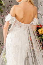 Ivory Floral Embroidery Mesh Mermaid Wedding Gown