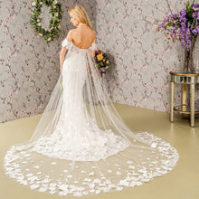 Ivory Floral Embroidery Mesh Mermaid Wedding Gown