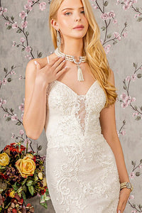 Ivory Sweetheart Lace/Floral Embroidery Mermaid Wedding