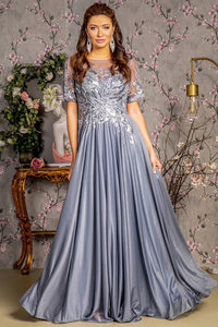 Silver Beads/Embroidery/Sequin A-Line Glitter Crepe Mob Dress