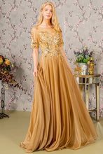 Gold Beads/Embroidery/Sequin A-Line Glitter Crepe Mob Dress