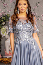 Silver Beads/Embroidery/Sequin A-Line Glitter Crepe Mob Dress