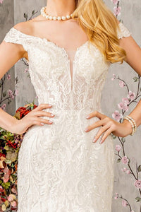 Ivory Bustier Illusion Top Off Shoulder Mermaid Wedding